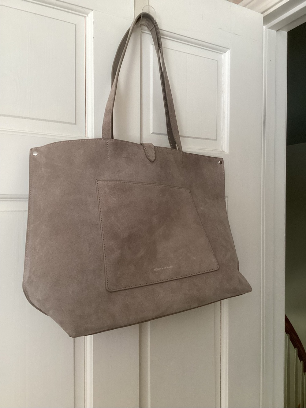 Rebecca Minkoff Taupe Suede Tote with Silver Hardware - Picture 4 of 5